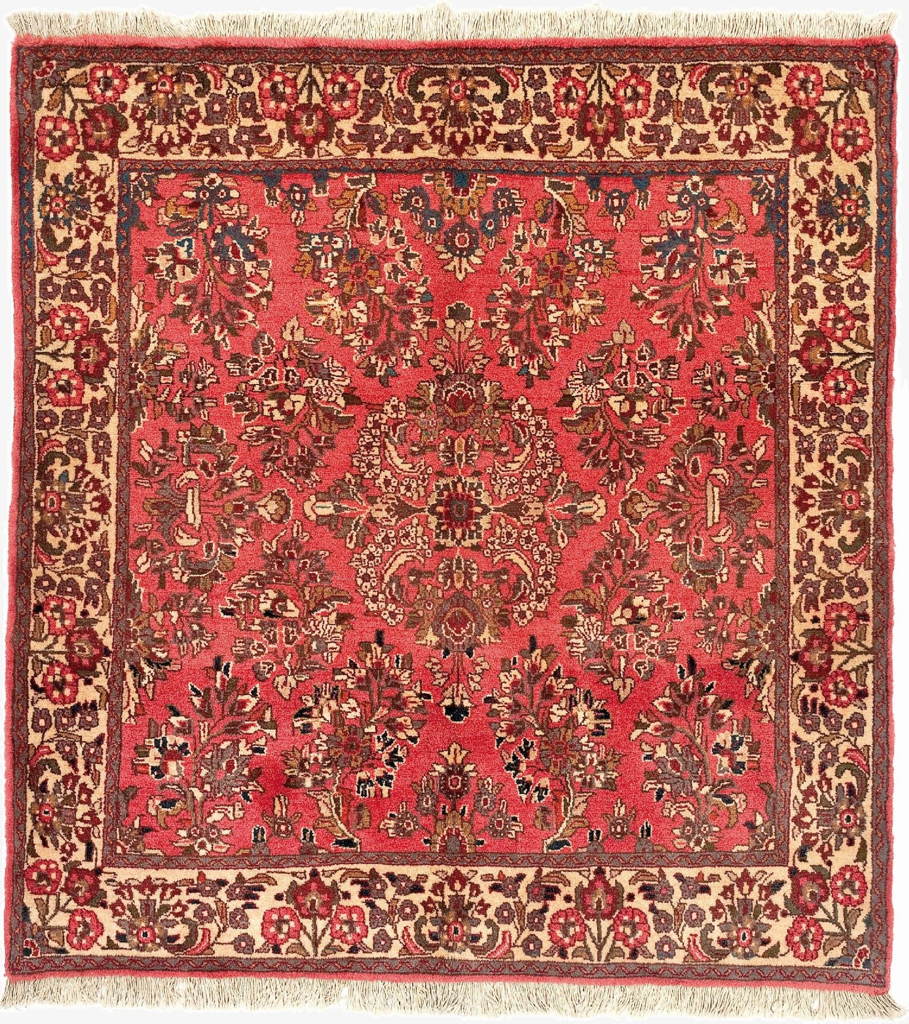  4' x 4' 2 Sarouk Square Rug
