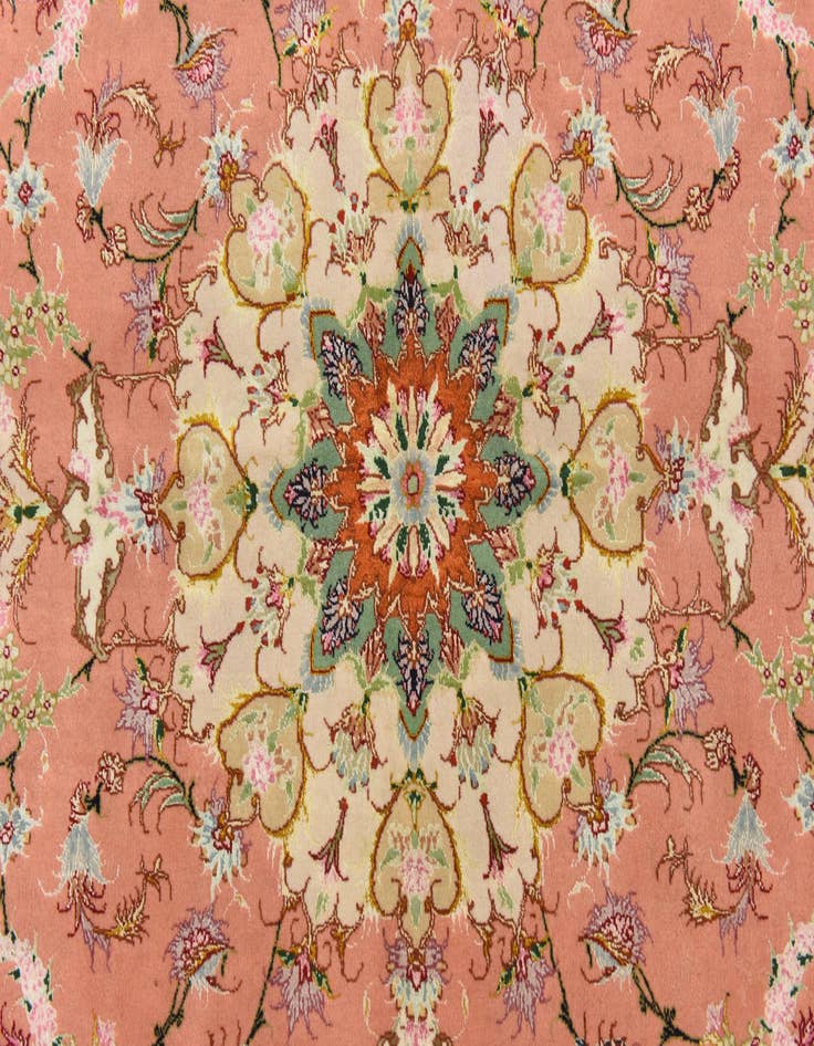 Detail image of  6' 8 x 6' 8  Hand Knotted Tabriz Persian Square Rug