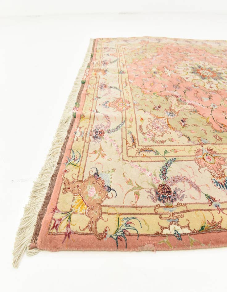 Detail image of  6' 8 x 6' 8  Hand Knotted Tabriz Persian Square Rug