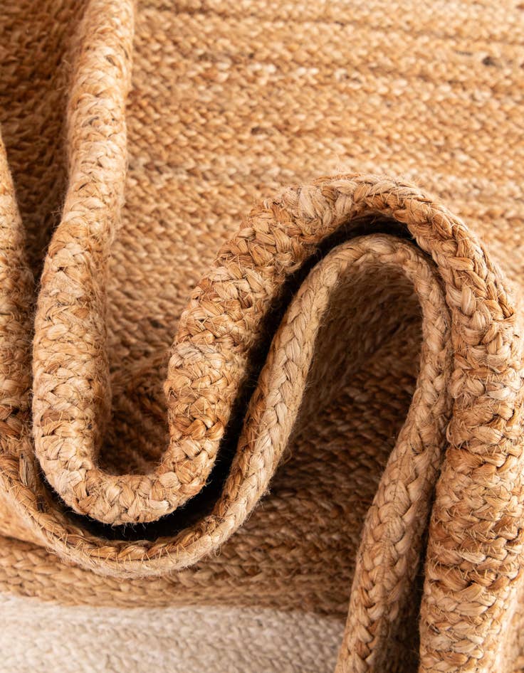 Detail image of  Custom Pink White Natural  Hand Braided Jute Rug