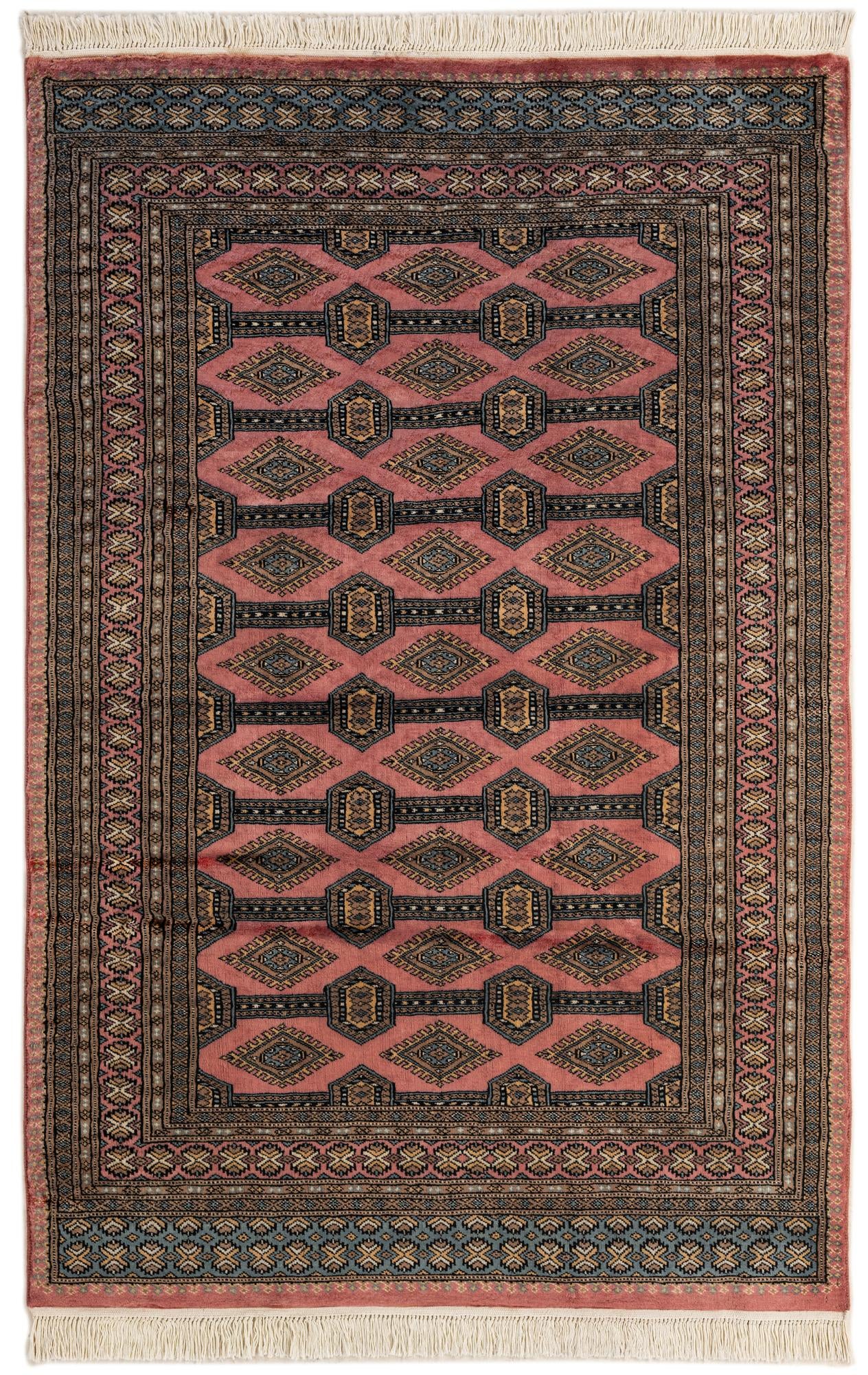  4' 2 x 6' 4  Hand Knotted Bokhara Oriental Wool Rug