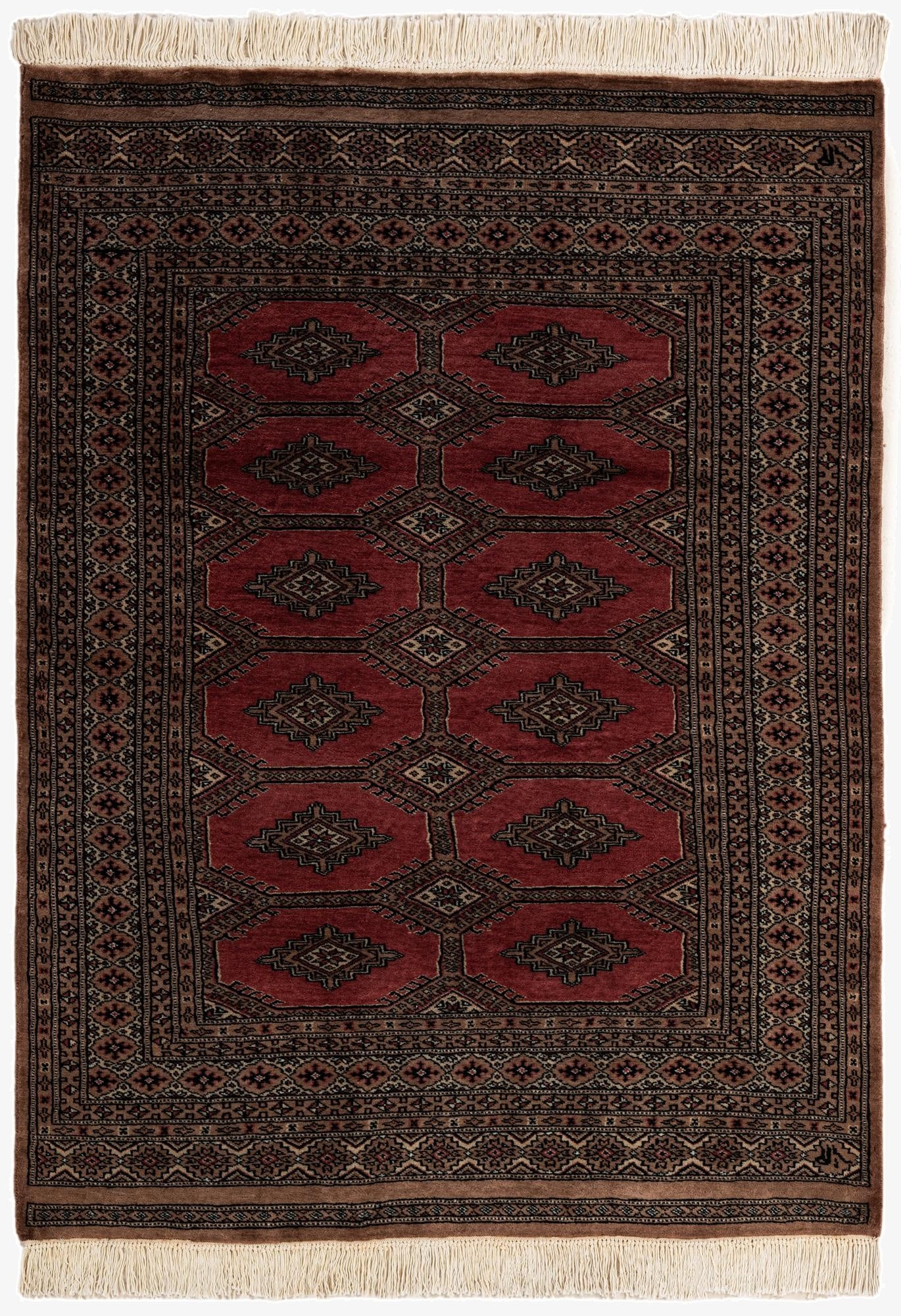  4' 3 x 5' 10  Hand Knotted Bokhara Oriental Wool Rug