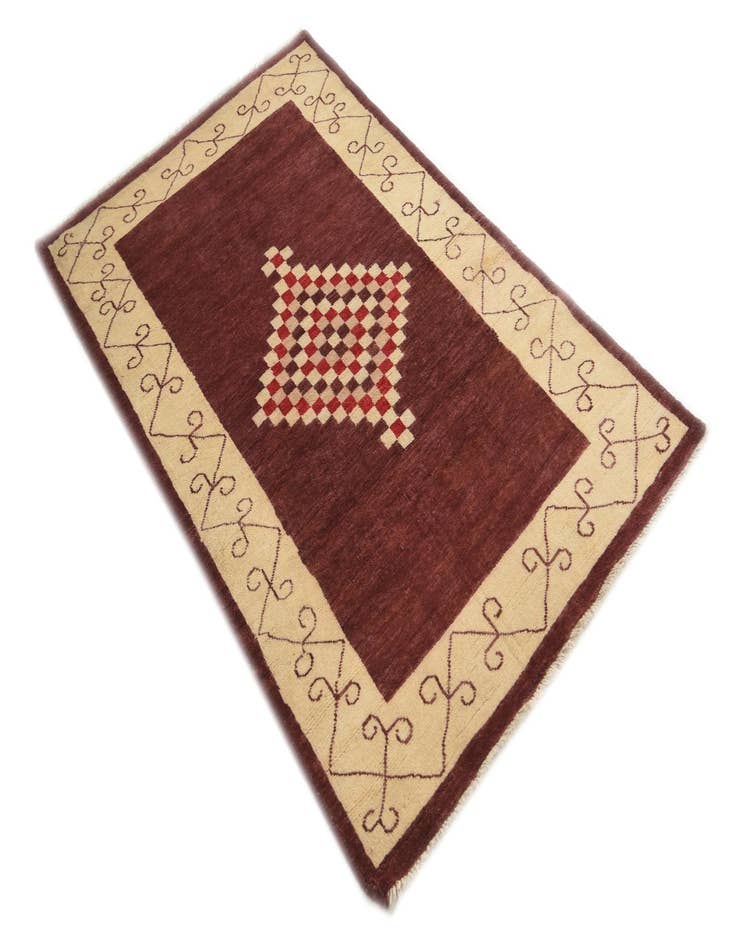 Detail image of  3' 1 x 4' 10  Hand Knotted Kashkuli Gabbeh Oriental Wool Rug