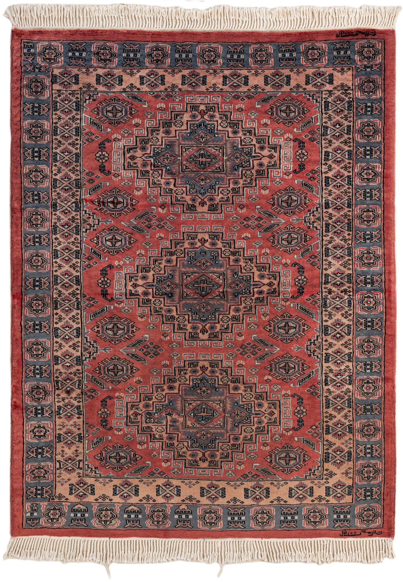  4' 3 x 5' 7  Hand Knotted Kazak Oriental Wool Rug