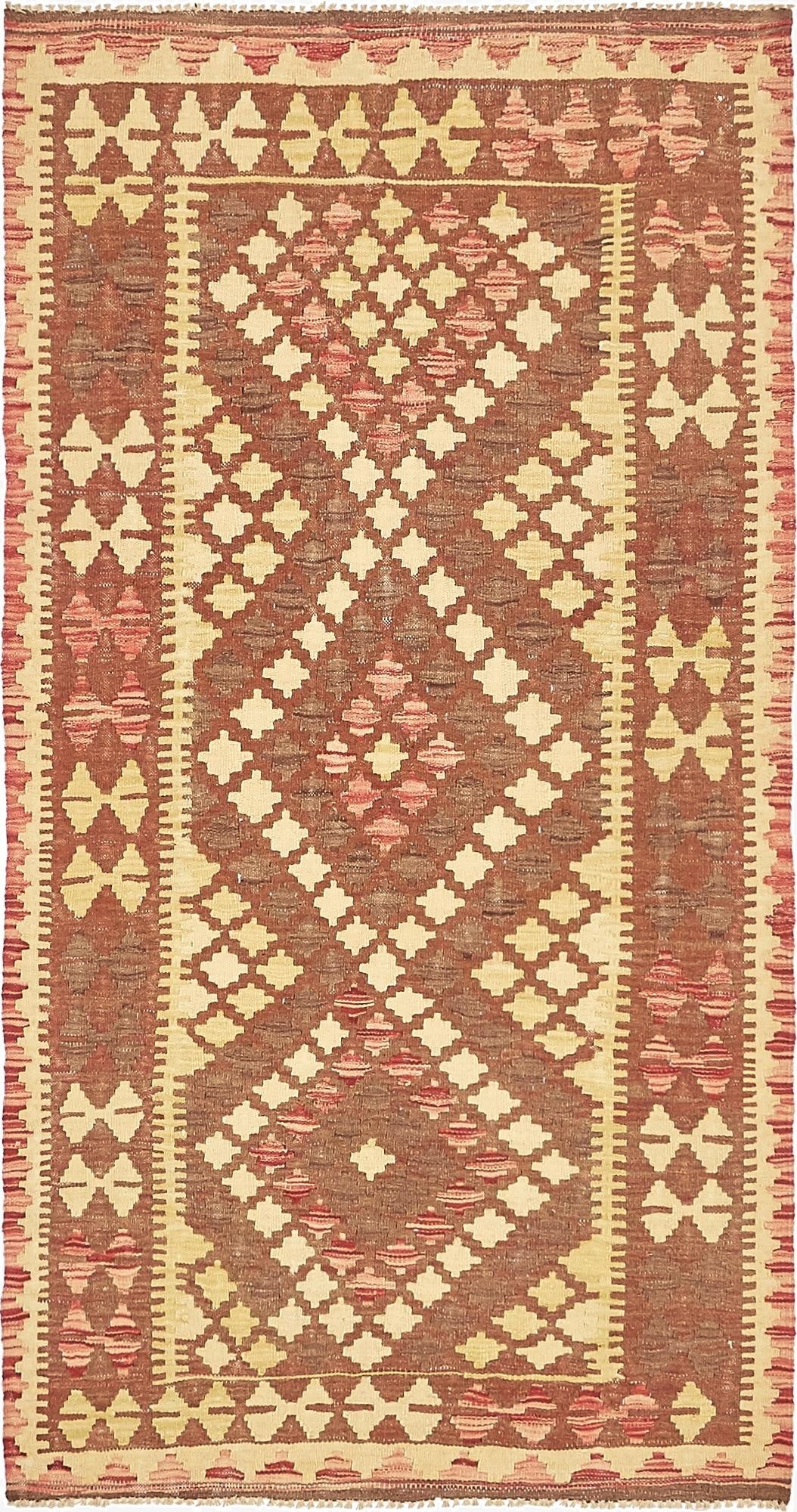  3' 4 x 6' 1  Hand Woven Kilim Maymana Wool Rug