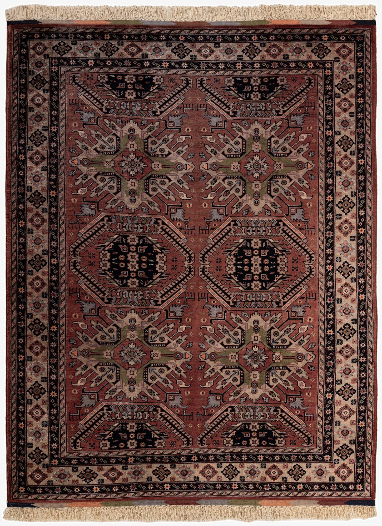  6' 8 x 9' 11  Hand Knotted Lahour Oriental Wool Rug