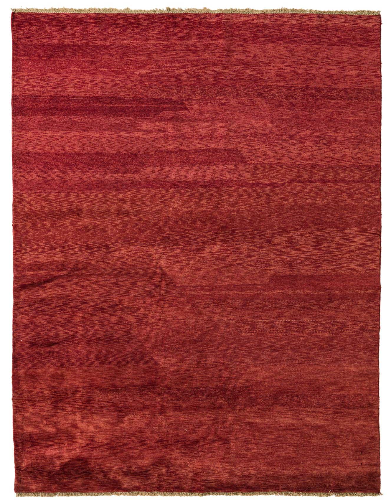 A 5x8 rectangular Modern Ziegler rug in deep reds and purples, featuring a subtle variegated pattern and thin pile.