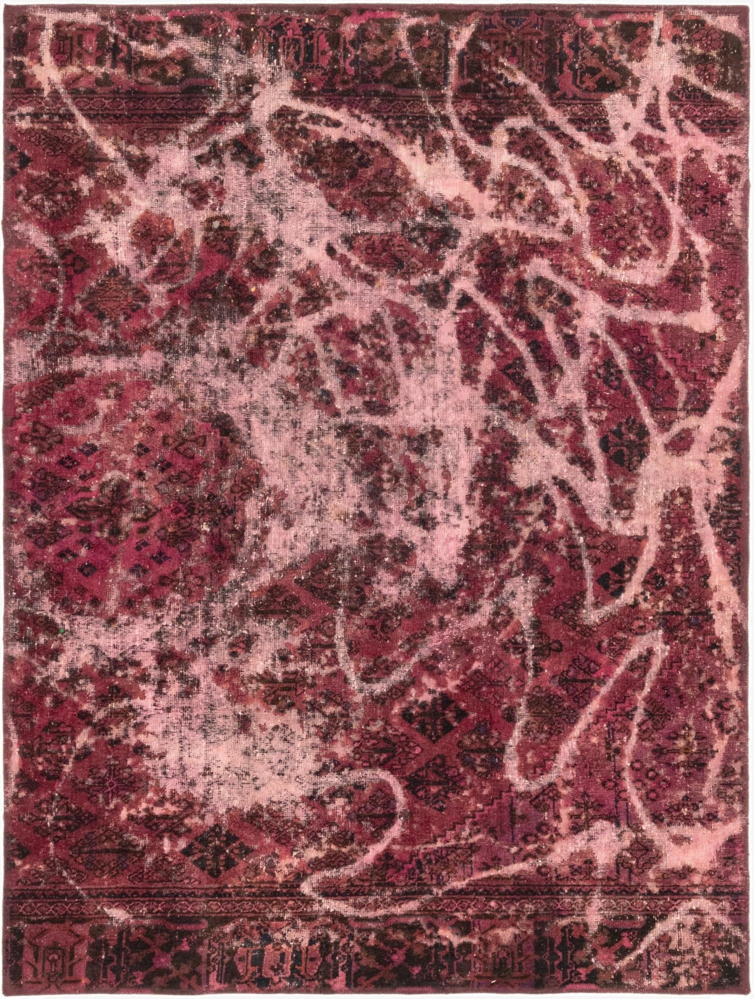  4' 9 x 6' 5  Hand Knotted Ultra Vintage Persian Wool Rug