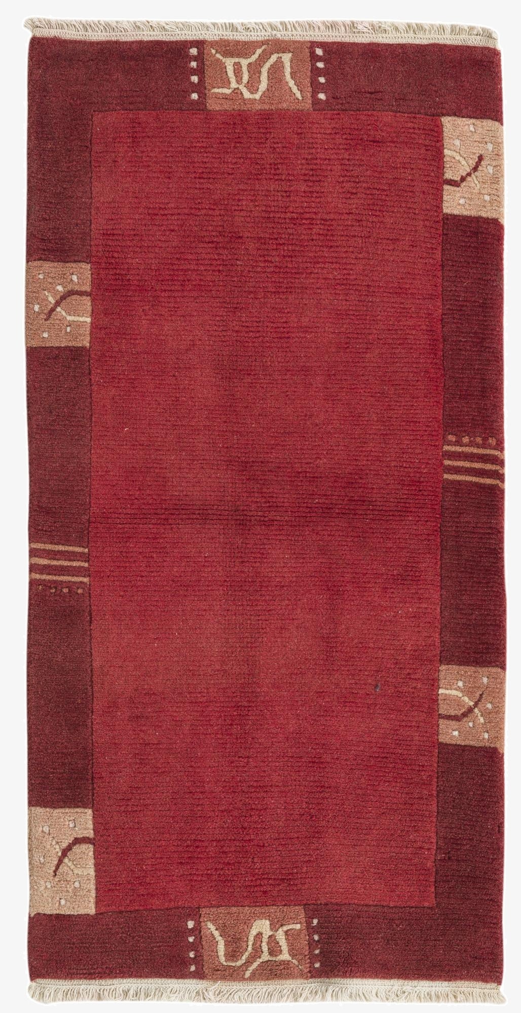  2' 4 x 4' 7  Hand Knotted Nepal Wool Runner Rug