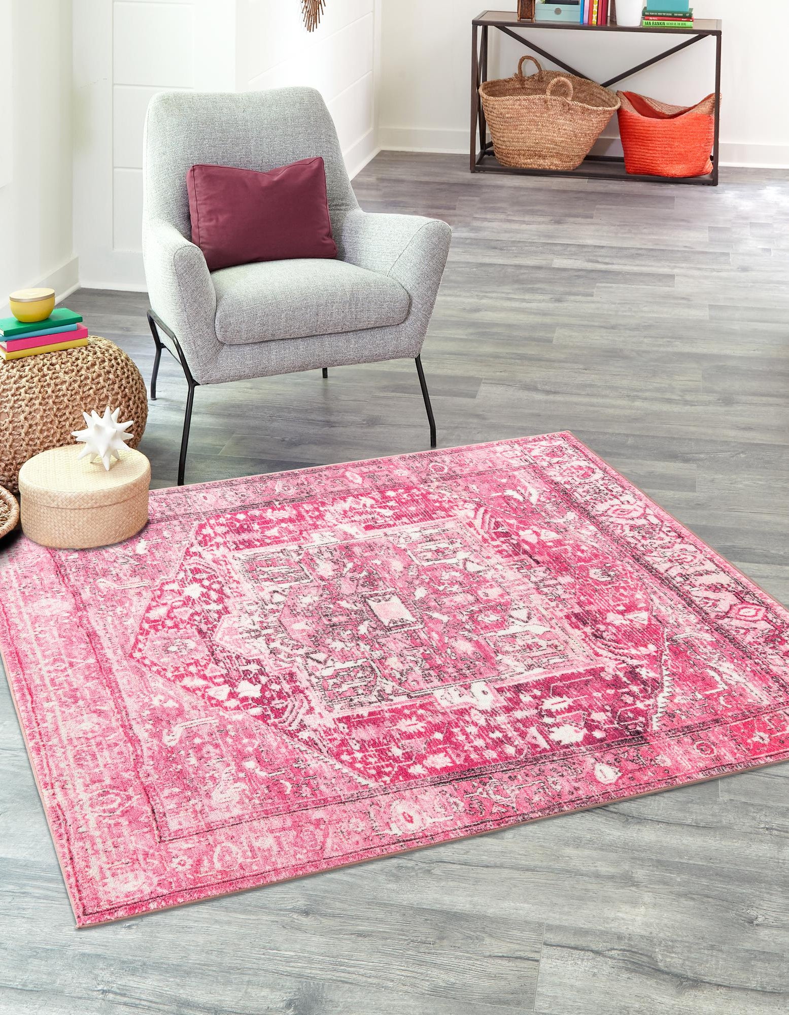 Plumrose Pink 7' 10 x 7' 10 Medina Square Rug | Rugs.com