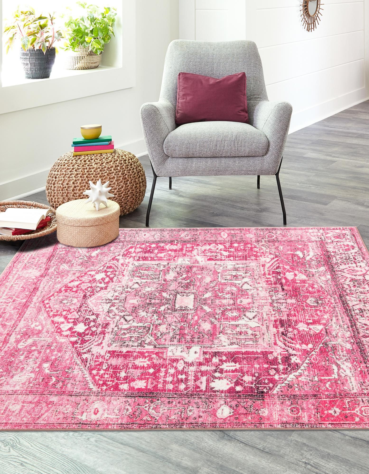 Plumrose Pink 7' 10 x 7' 10 Medina Square Rug | Rugs.com