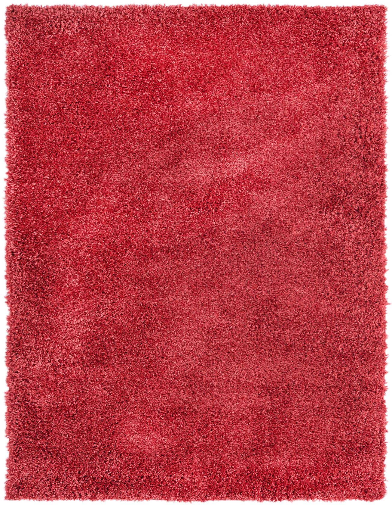 A plush 5x8 rectangular Zermatt Shag rug in a vibrant red hue, featuring a textured pile.