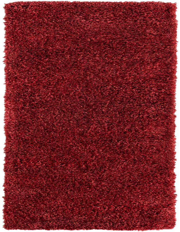 A plush, rectangular 7 Ft Zermatt Shag runner rug in a rich red color, ideal for a hallway.