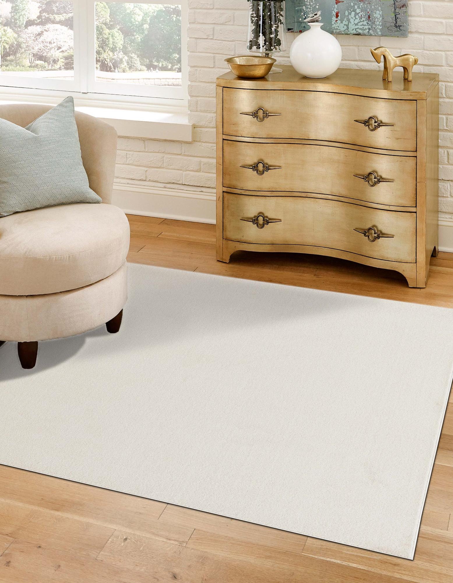 Powder White 3' 3 x 3' 3 Everyday Solid Square Rug | Rugs.com