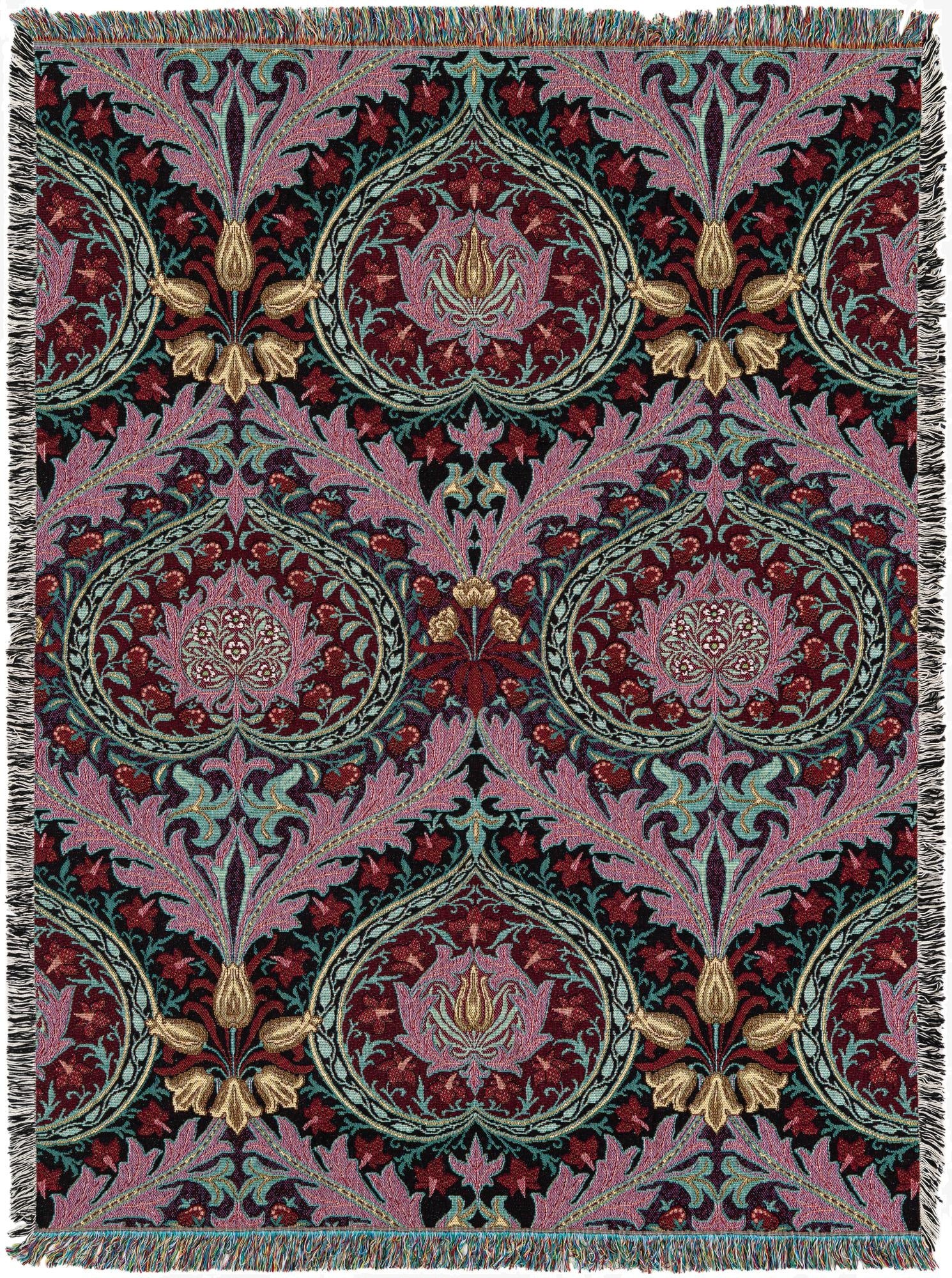 4' 6 x 6' William Morris Eden Strawberry Throw Blanket