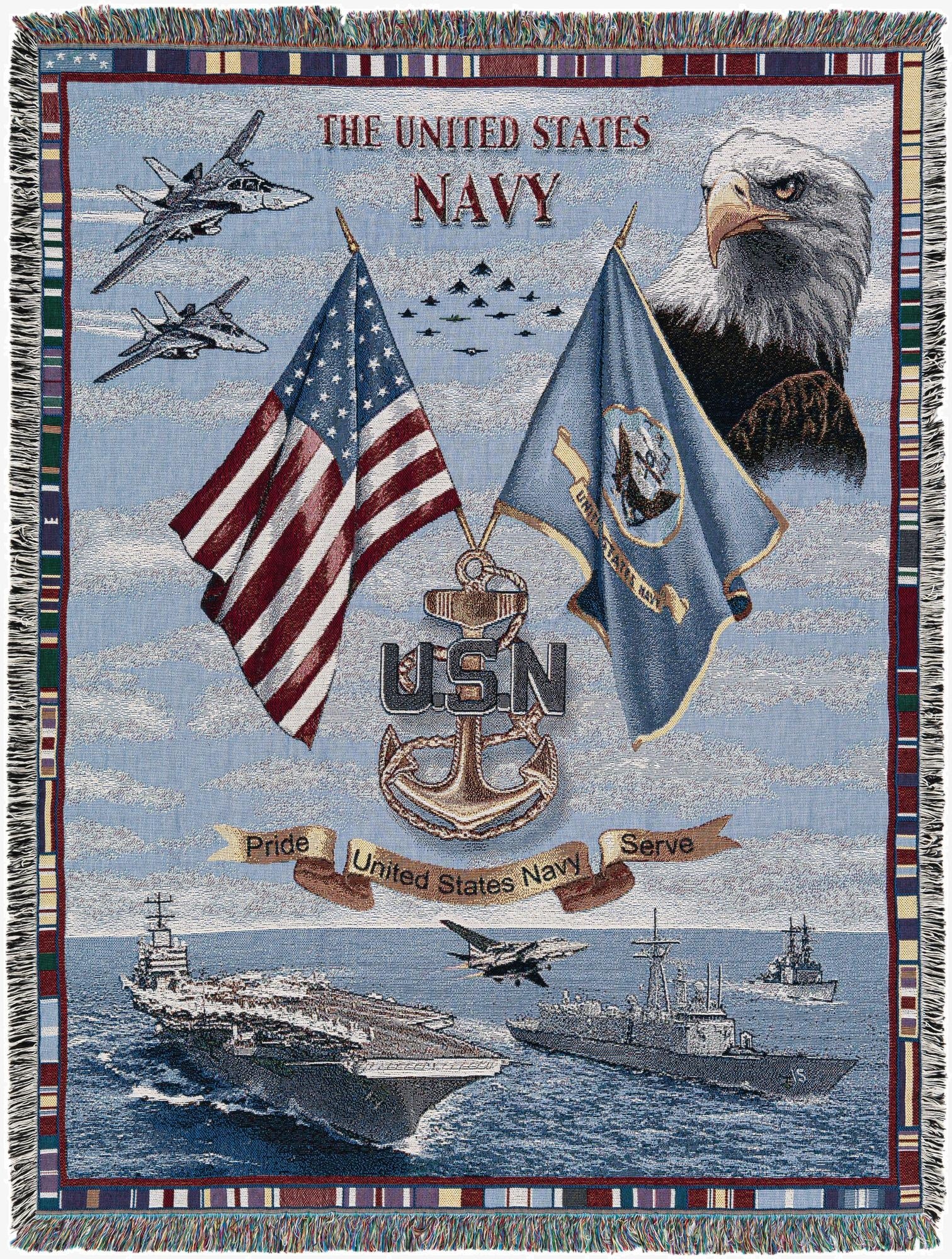 4' 6 x 6' US Navy Throw Blanket