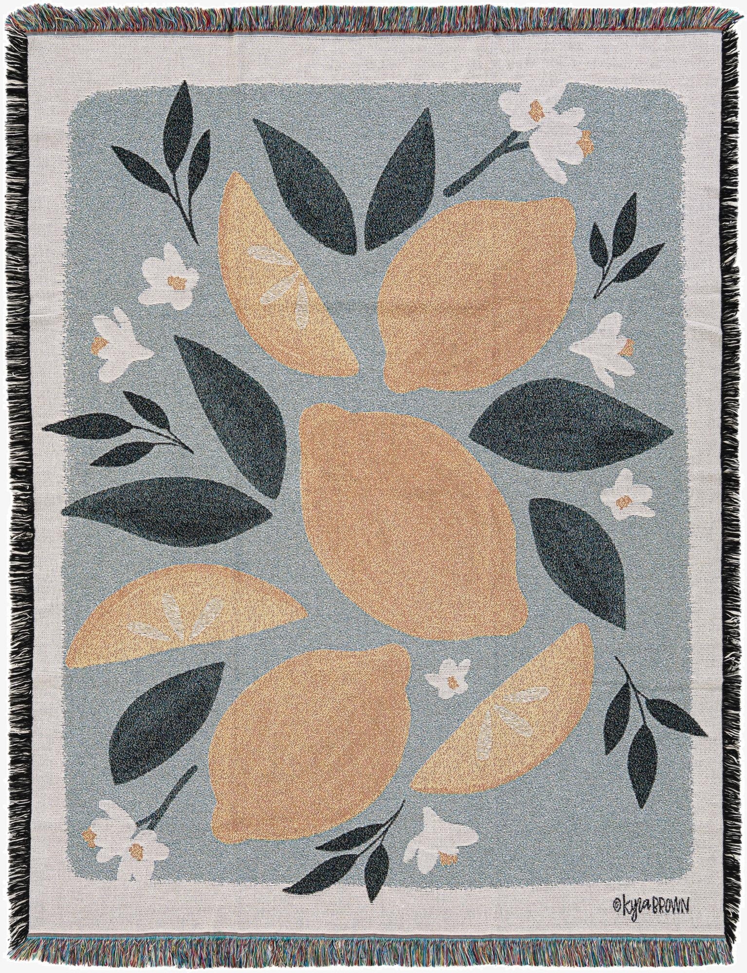 4' 6 x 6' Pastel Lemons Throw Blanket