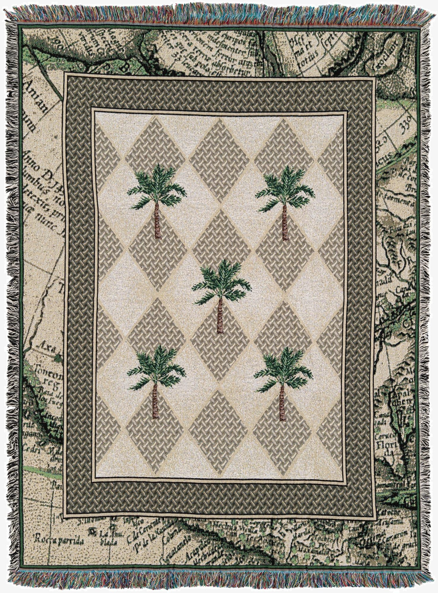 4' 6 x 6' Colonial Palms Throw Blanket