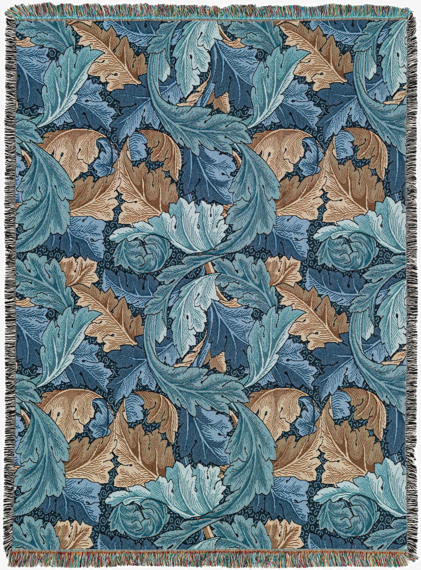 4' 6 x 6' William Morris Acanthus Leaves Midnight Throw Blanket