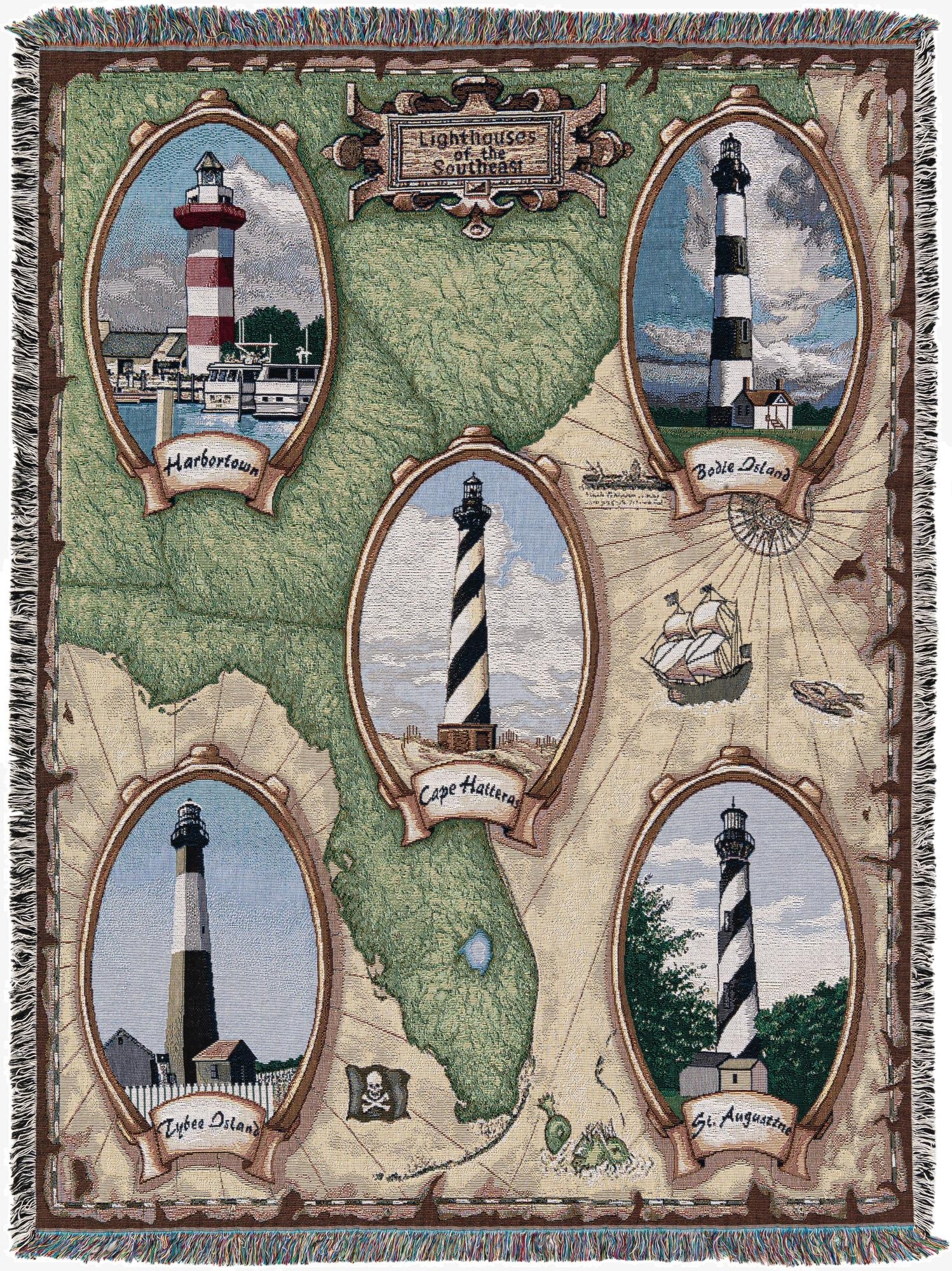 4' 6 x 6' Lighthouses of the Southeast II Throw Blanket