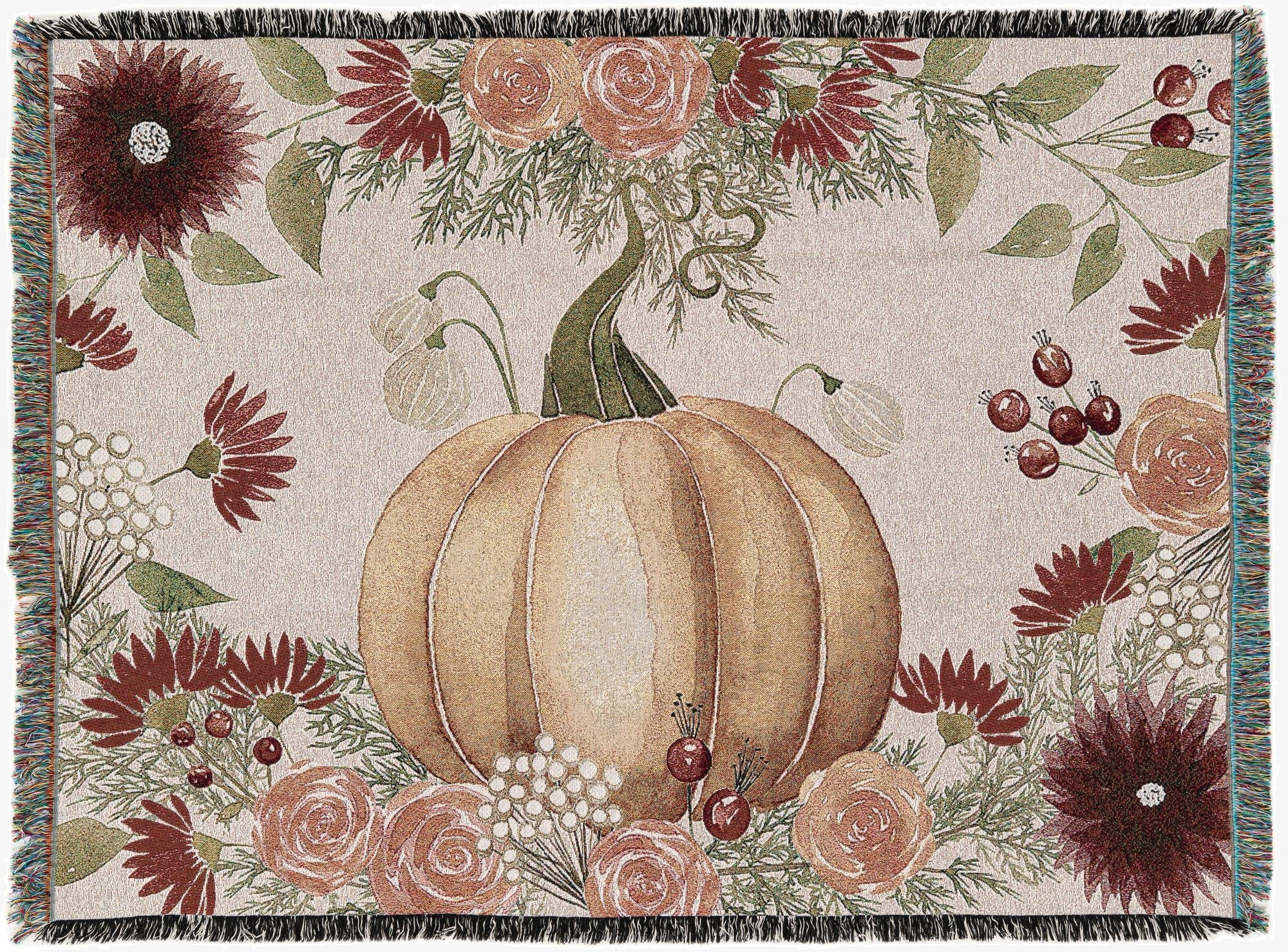 4' 6 x 6' Watercolor Pumpkin Throw Blanket