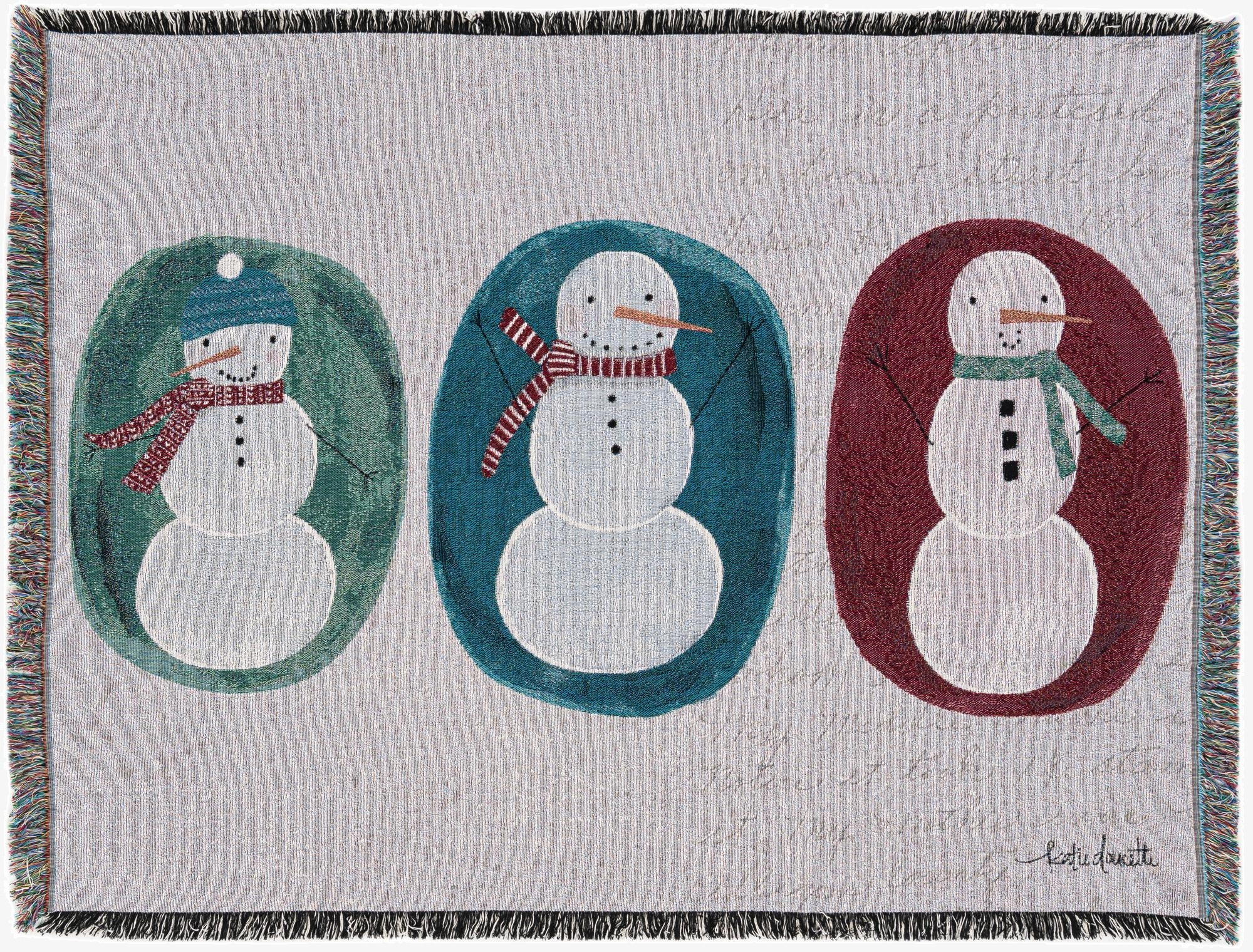 4' 6 x 6' Friendly Snowmen Throw Blanket