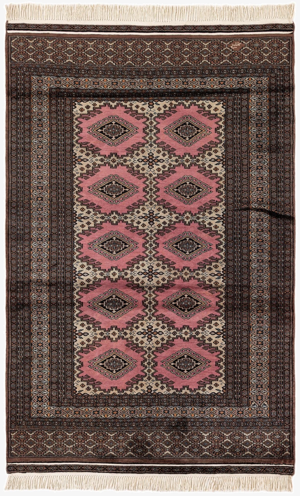  4' 2 x 6' 5  Hand Knotted Bokhara Oriental Wool Rug