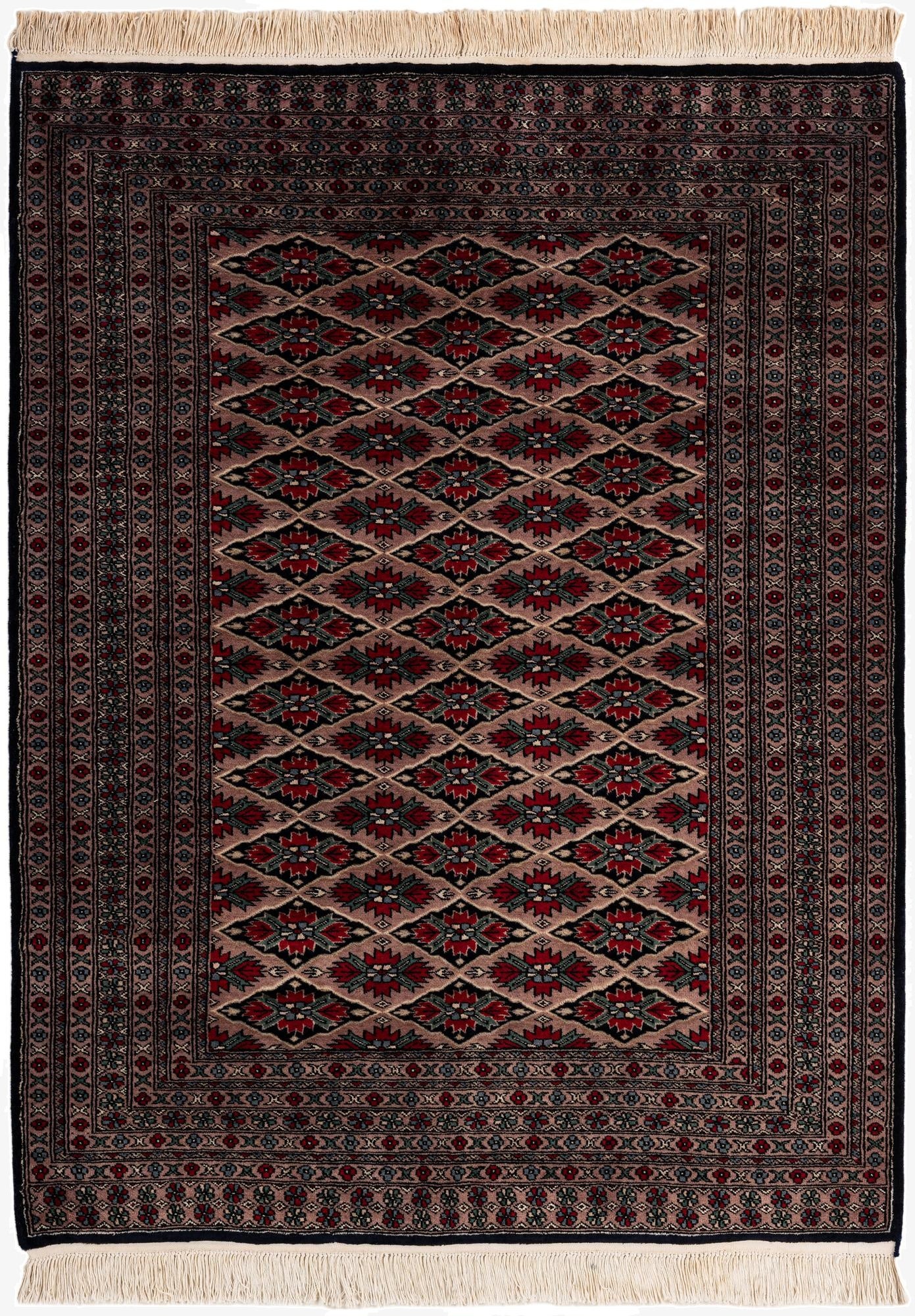  4' 7 x 6'  Hand Knotted Bokhara Oriental Wool Rug