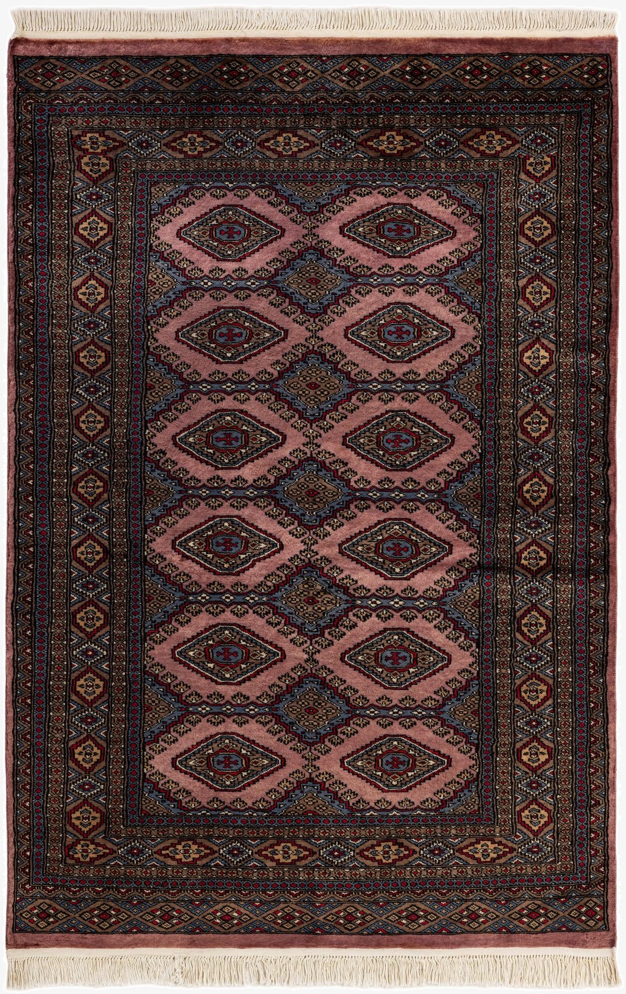  4' 2 x 6' 3  Hand Knotted Bokhara Oriental Wool Rug