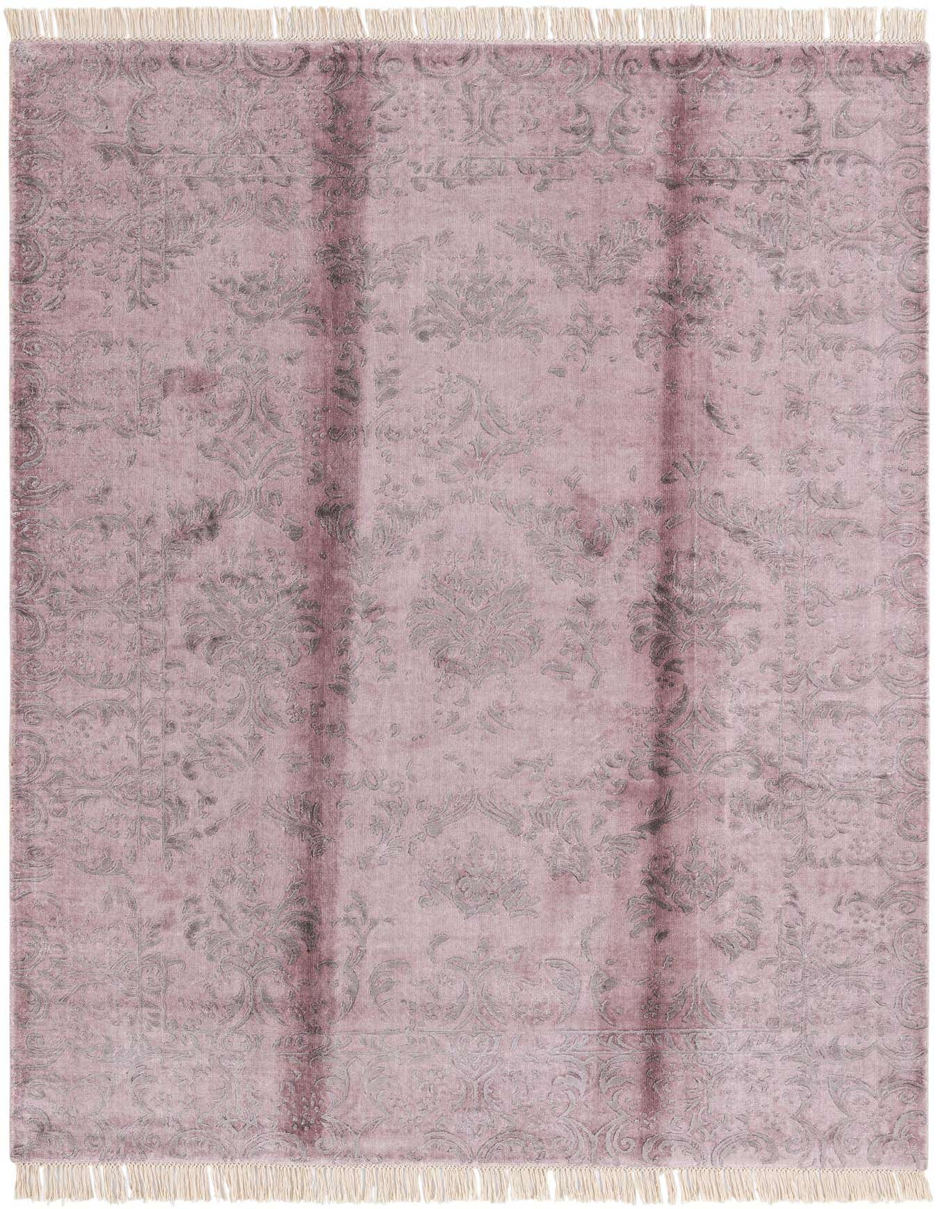 A 5x8 rectangular Darya rug in shades of purple with a subtle modern pattern and fringed ends.