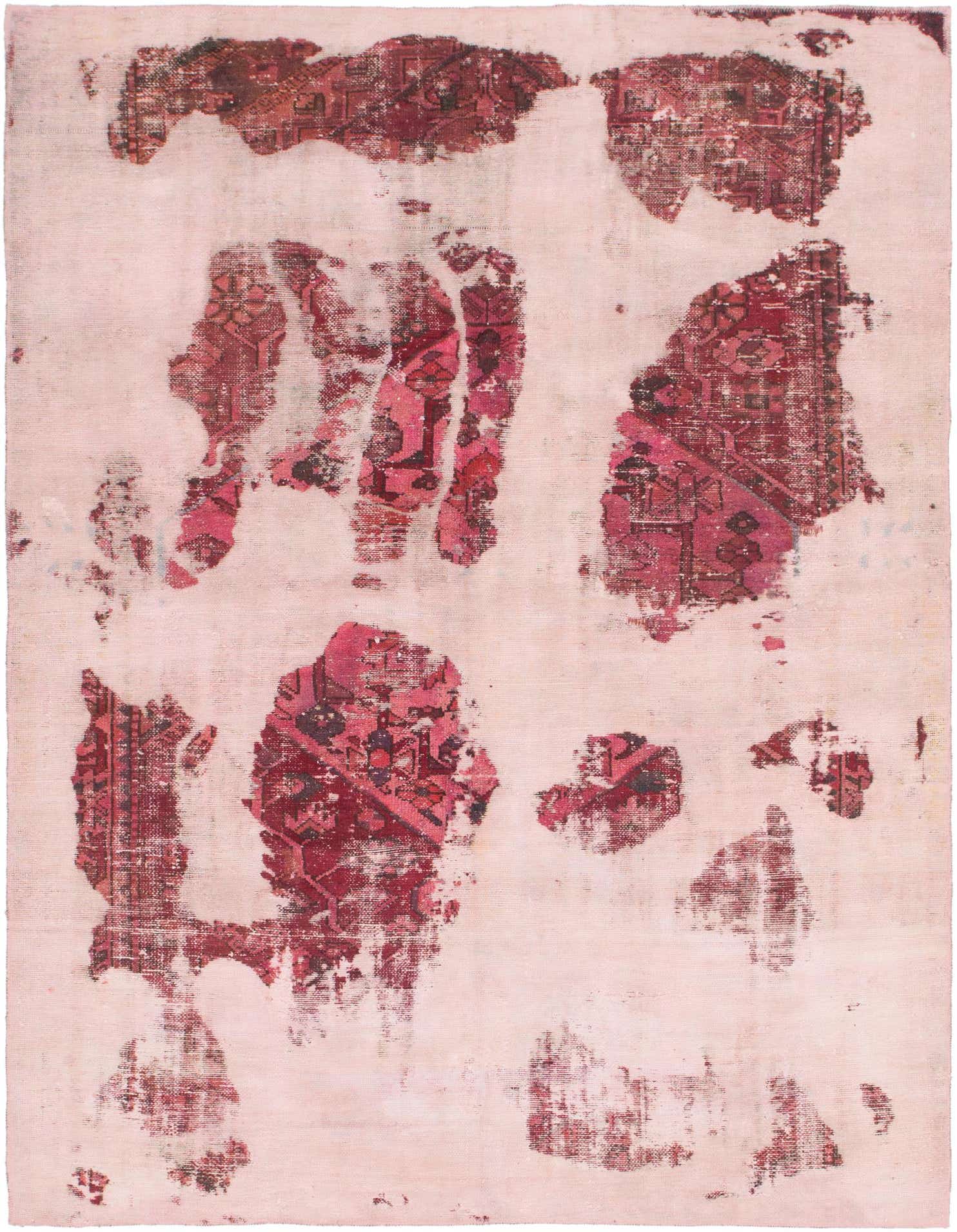 A 6x9 rectangular Ultra Vintage rug featuring distressed purple Persian patterns on a light background, ideal for a living room.