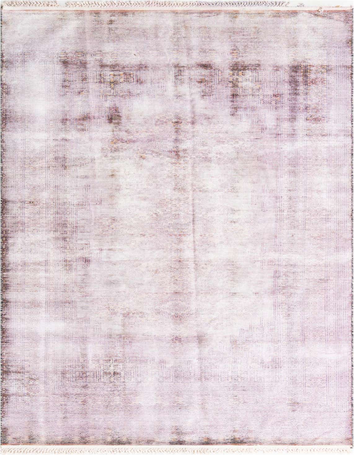 A 5x8 rectangular purple and white vintage-style Persian rug with a faded medallion pattern and fringe.