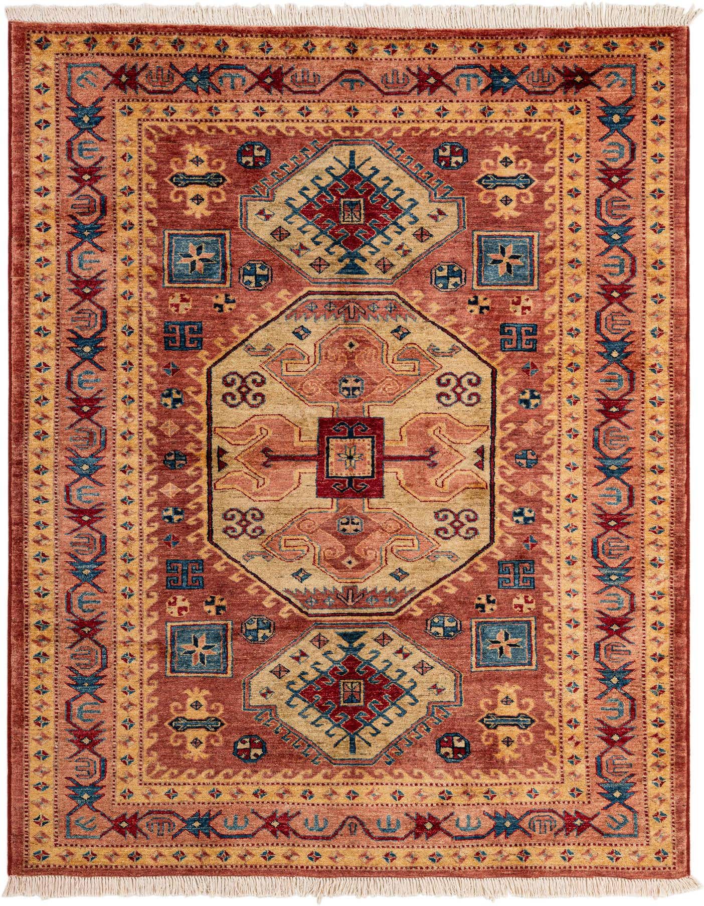 A 5x7 rectangular Ziegler rug with a traditional medallion pattern in rich purple, gold, and blue tones.