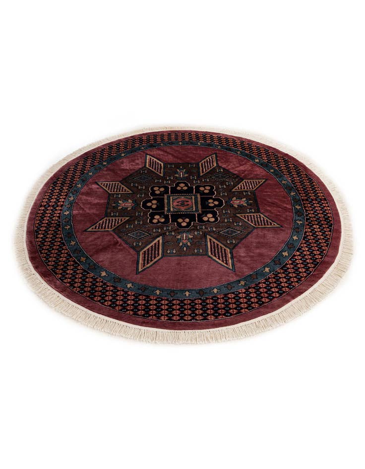 Detail image of  6' x 6' 1  Hand Knotted Bokhara Oriental Wool Round Rug