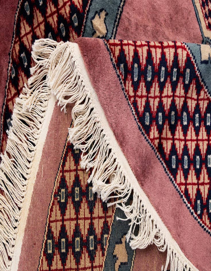 Detail image of  6' x 6' 1  Hand Knotted Bokhara Oriental Wool Round Rug