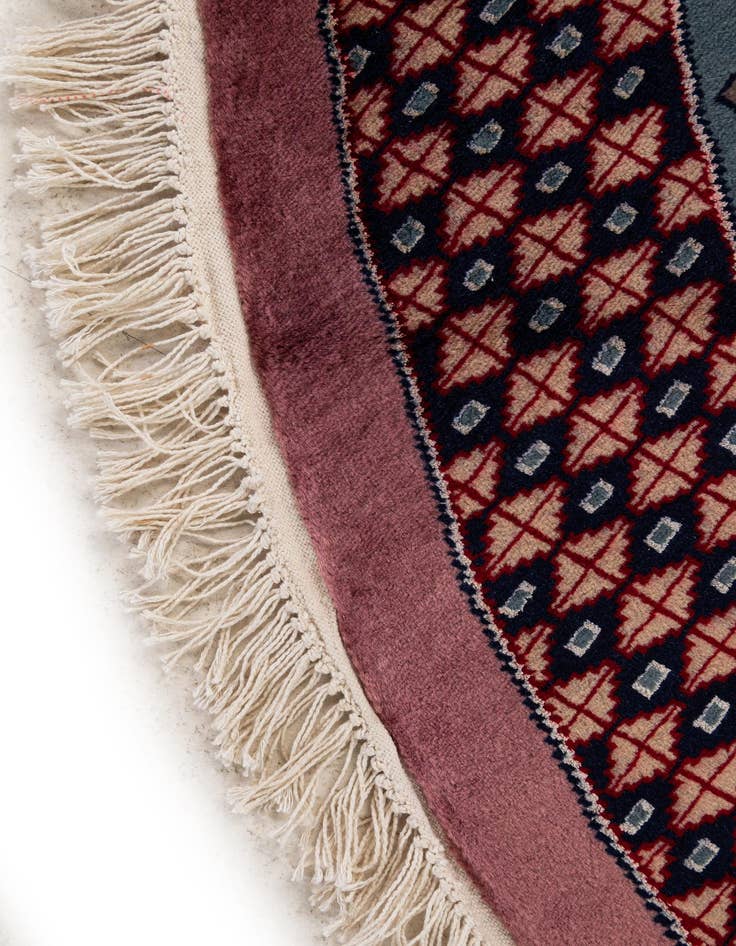 Detail image of  6' x 6' 1  Hand Knotted Bokhara Oriental Wool Round Rug