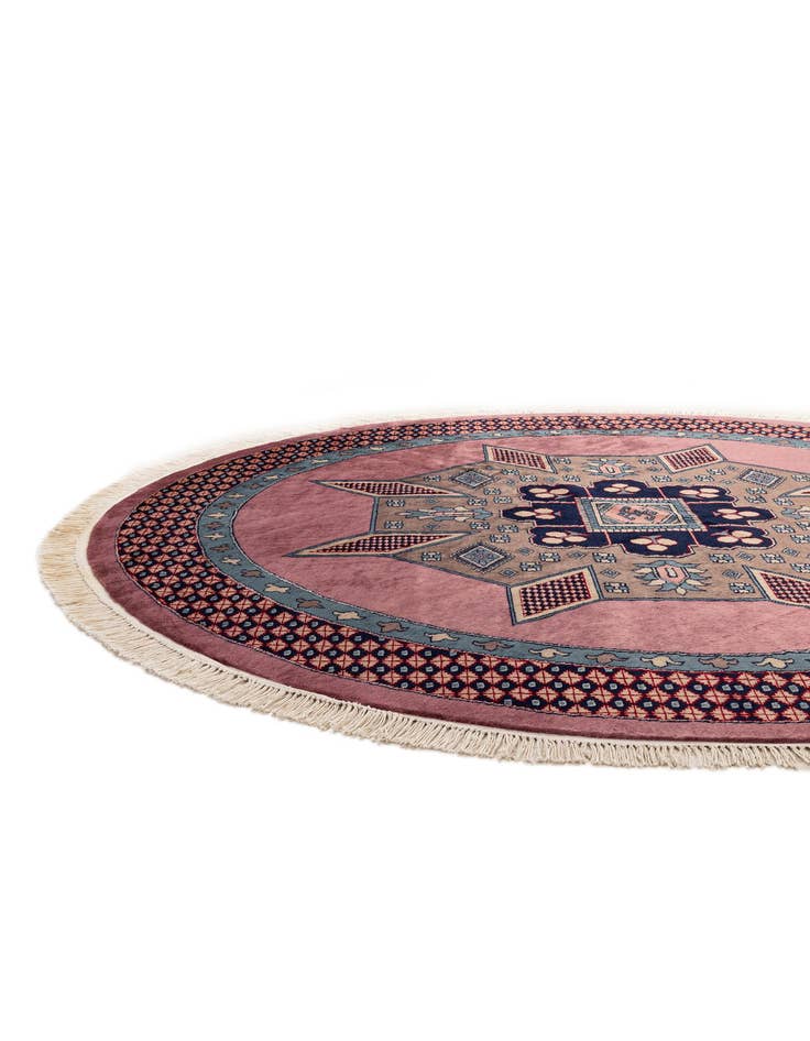 Detail image of  6' x 6' 1  Hand Knotted Bokhara Oriental Wool Round Rug