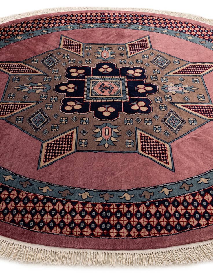 Detail image of  6' x 6' 1  Hand Knotted Bokhara Oriental Wool Round Rug