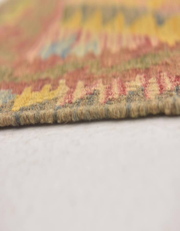 Detail image of  3' 2 x 3' 4  Hand Woven Kilim Maymana Wool Square Rug