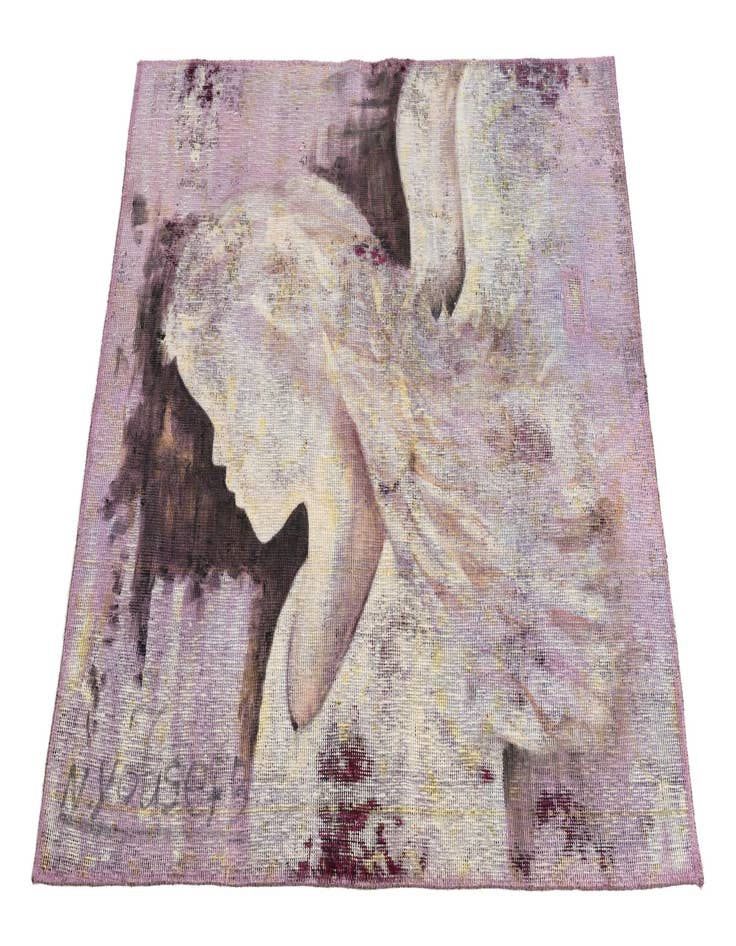 Detail image of  3' 4 x 3' 8  Hand Knotted Ultra Vintage Persian Wool Square Rug