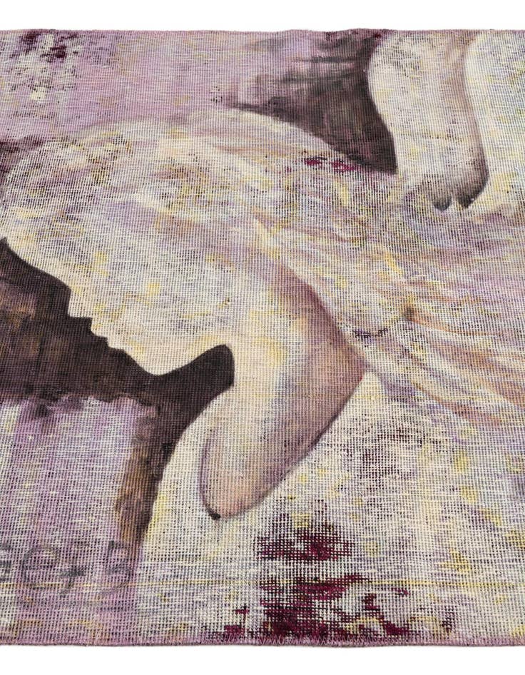 Detail image of  3' 4 x 3' 8  Hand Knotted Ultra Vintage Persian Wool Square Rug