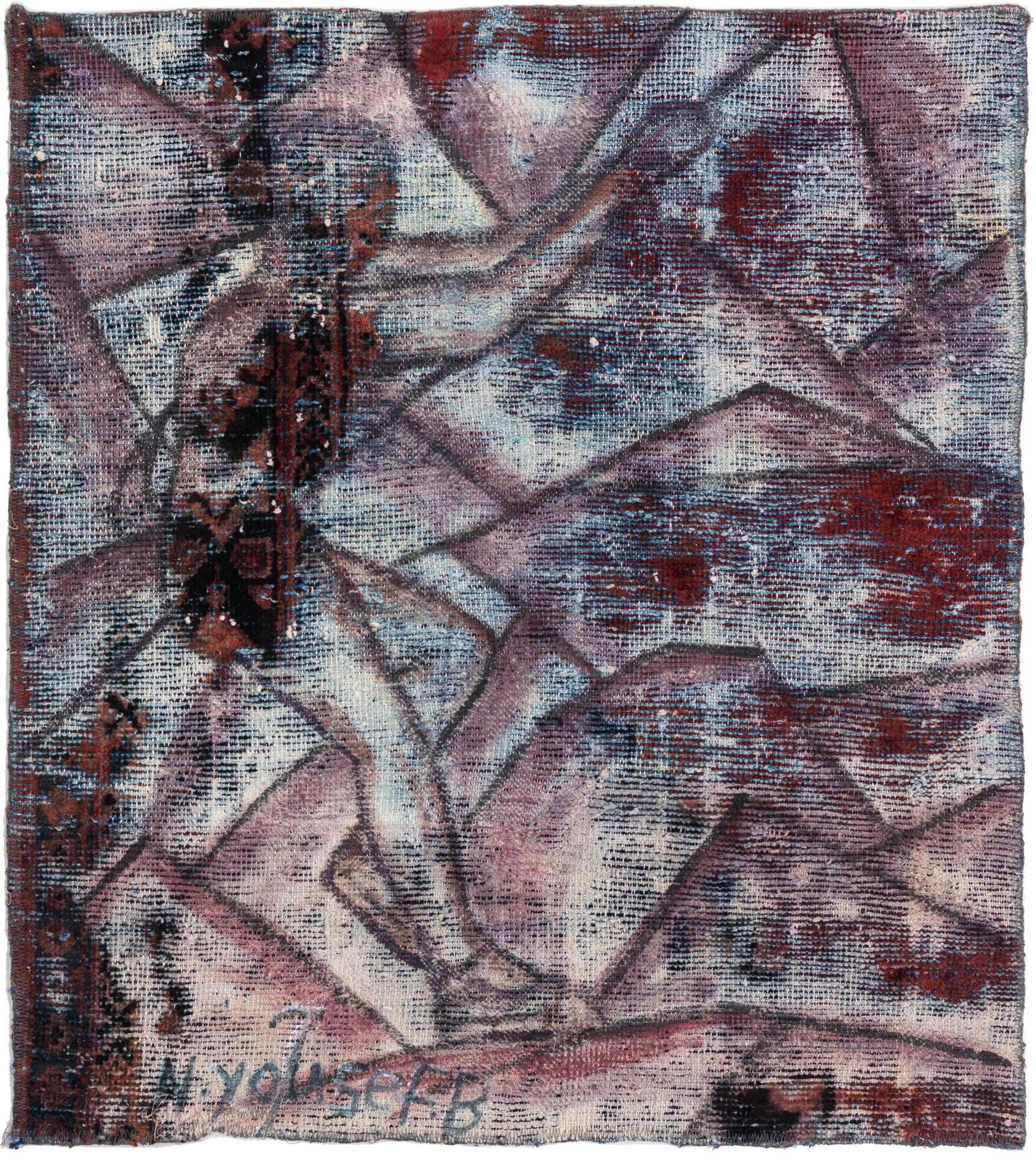  3' 4 x 3' 8  Hand Knotted Ultra Vintage Persian Wool Square Rug