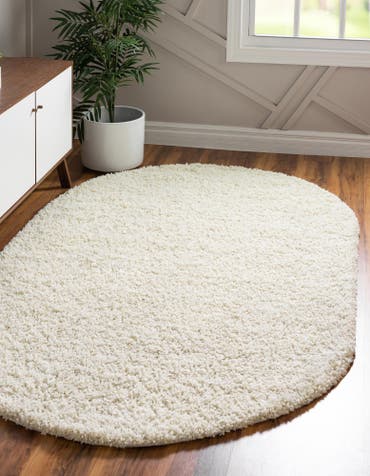 7' 10 x 10' Solid Shag Oval Rug