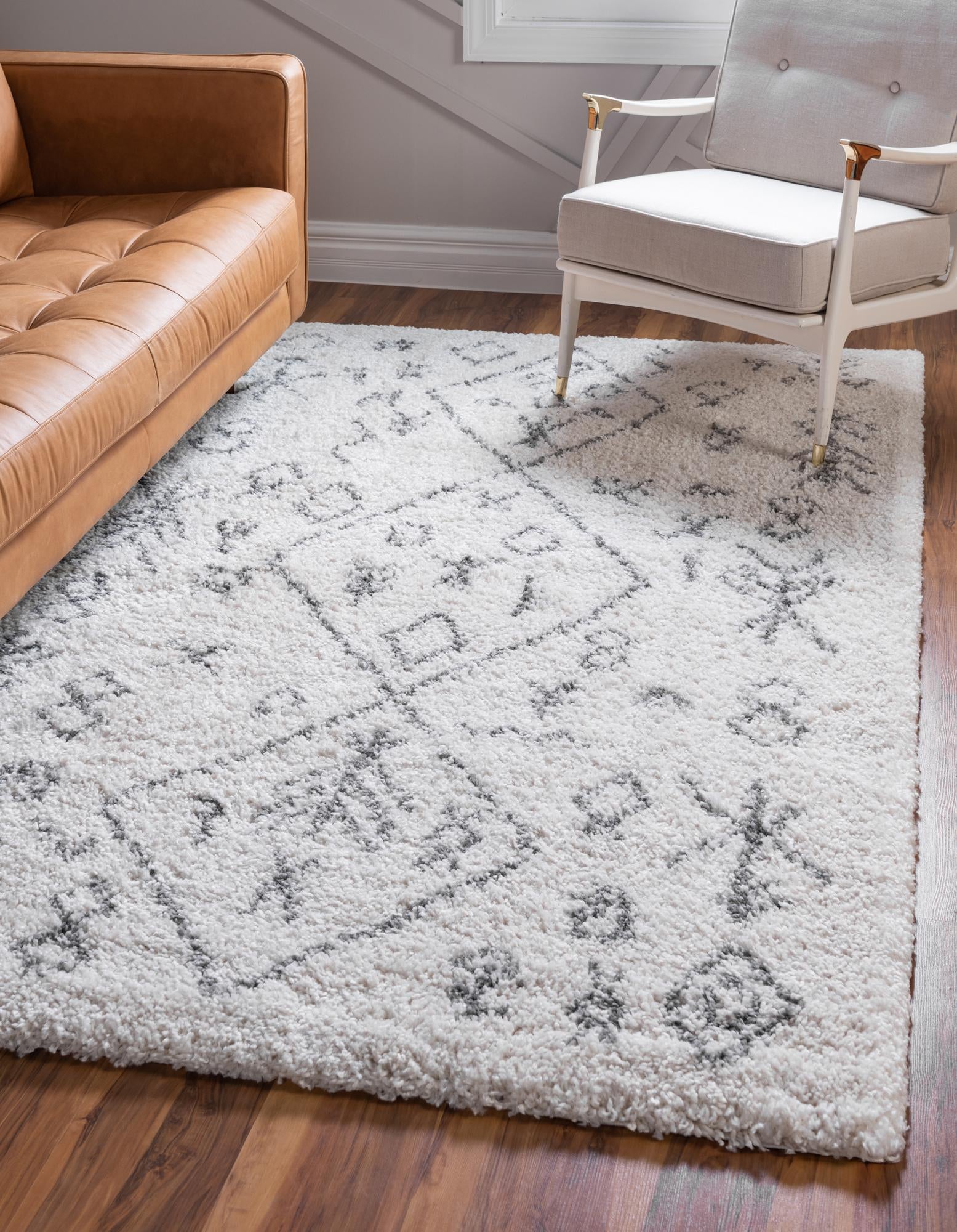  Custom Pure Ivory Moroccan Shag Rug