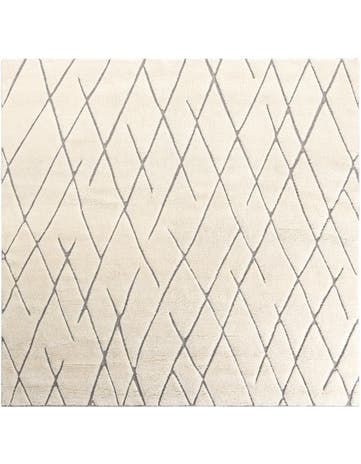 Pure Ivory 7' 10 x 7' 10 Hand Knotted Atlas Moroccan Wool Square Rug | Rugs.com