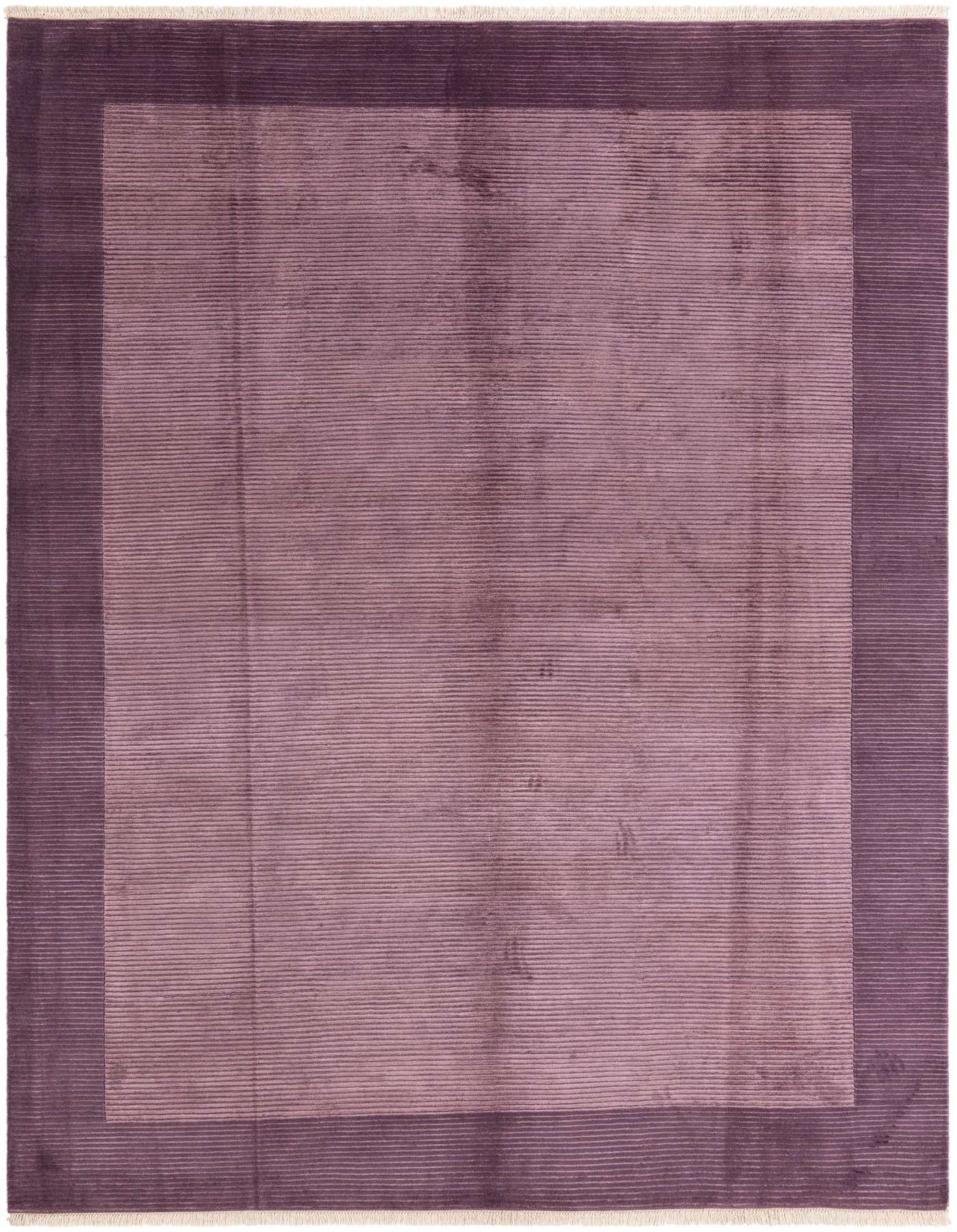 A large 8x11 rectangular Darya rug in varying shades of purple, featuring a modern border design.