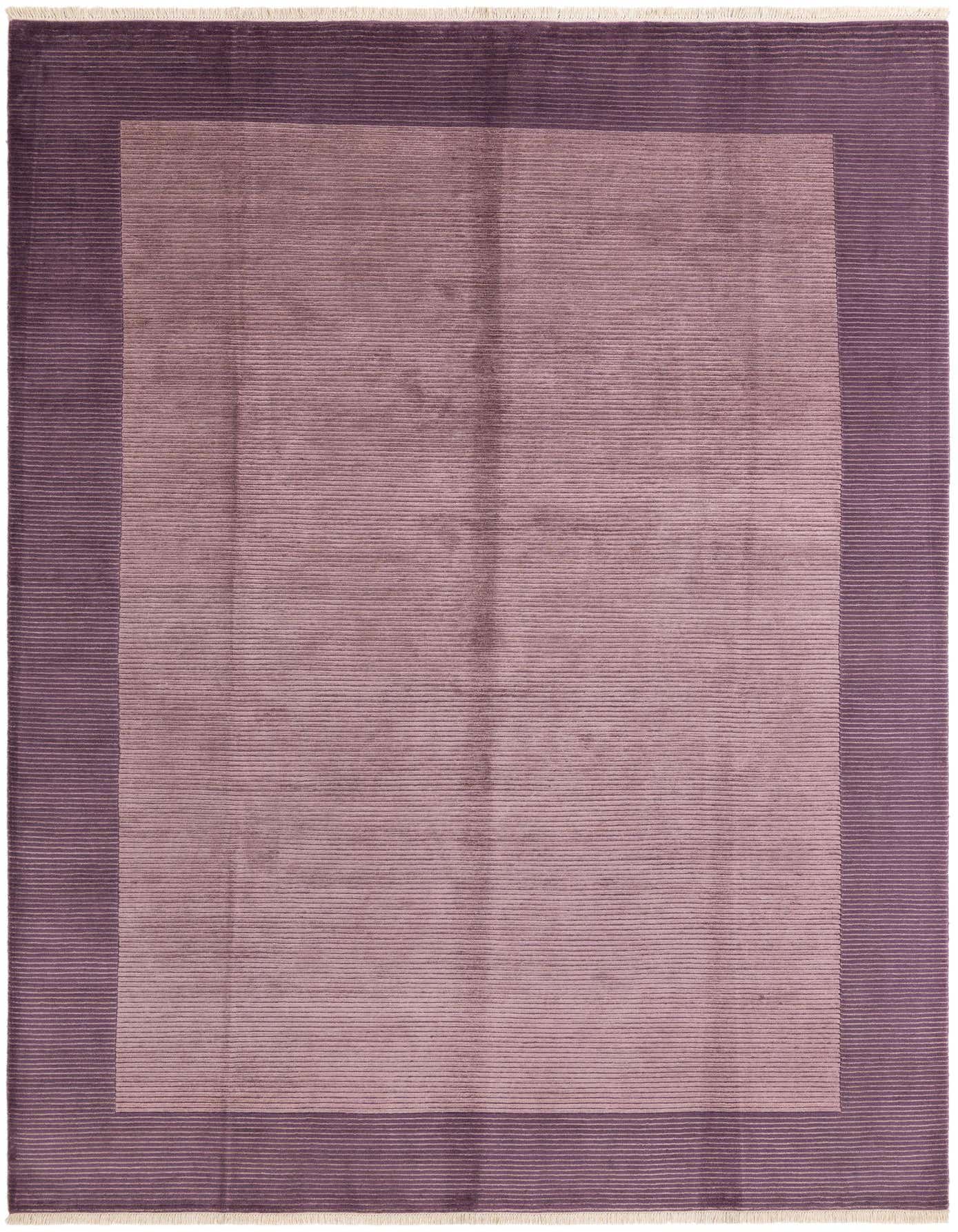 A rectangular 8x11 Darya rug in varying shades of purple, featuring a modern striped pattern and a high pile.