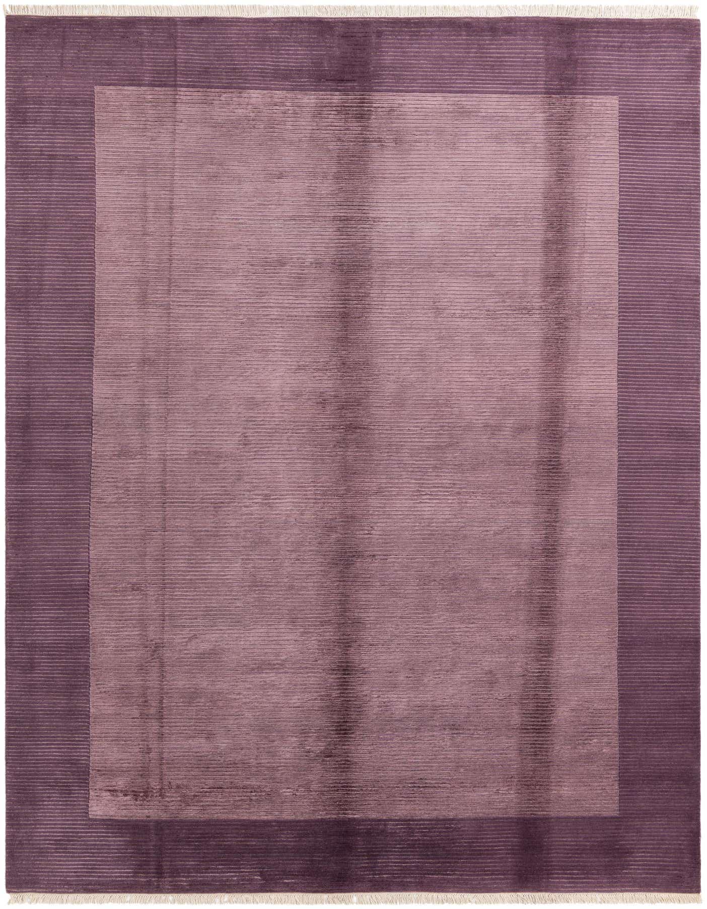 A rectangular 8x11 Darya rug in varying shades of purple, featuring a modern border design, suitable for a living room.