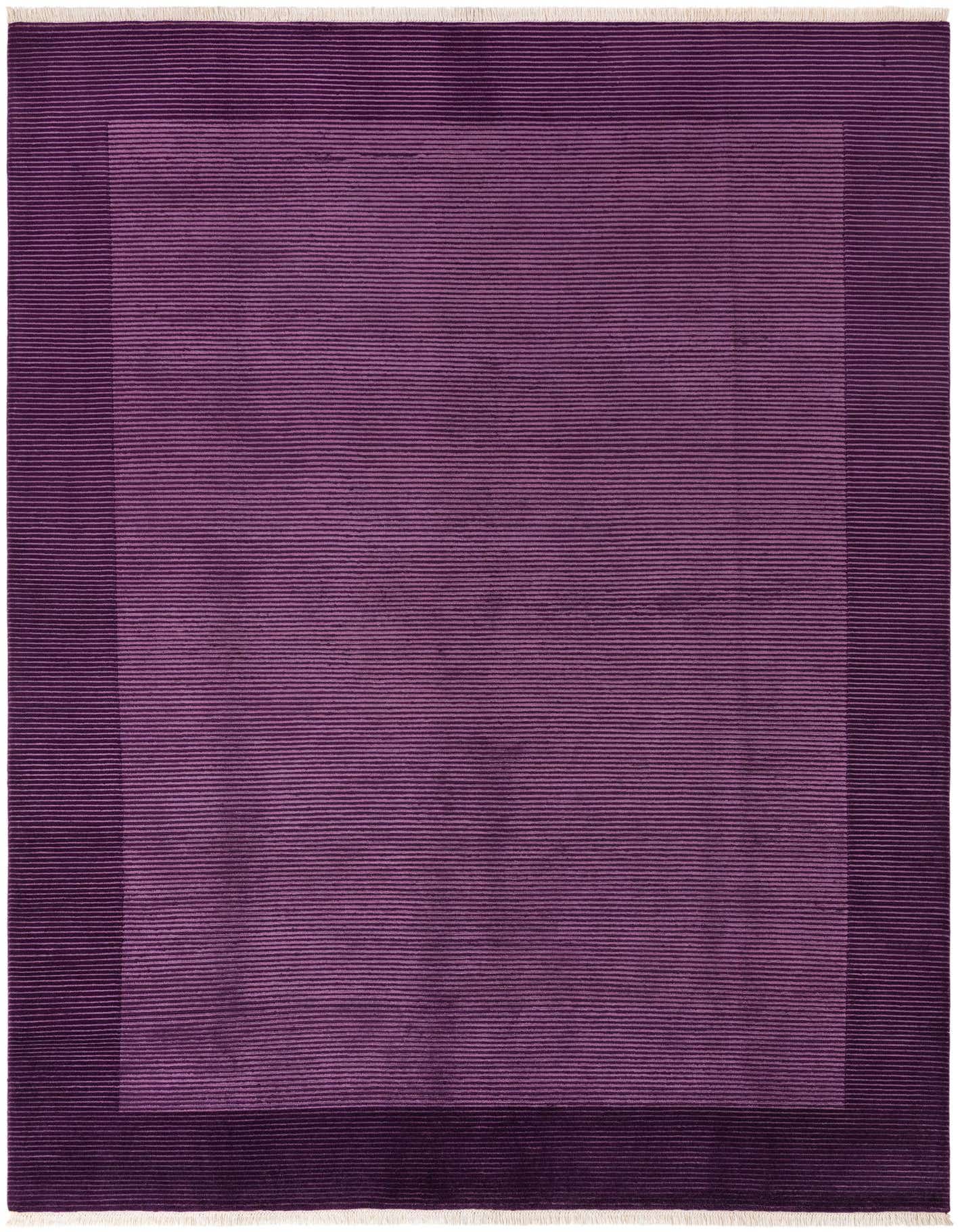 A rectangular 8x11 Darya rug in varying shades of purple, featuring a modern striped pattern and a high pile.