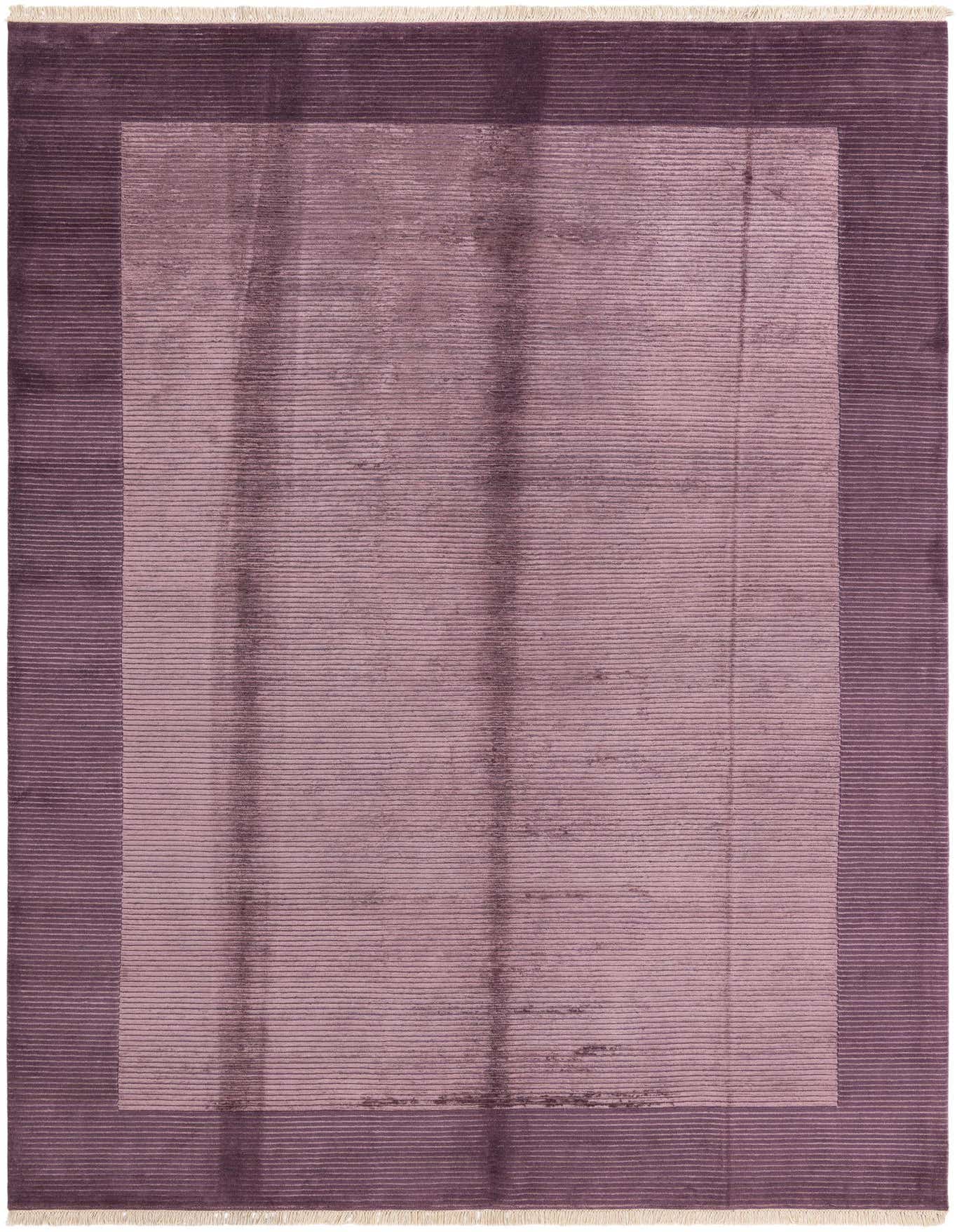 A rectangular 8x11 Darya area rug in varying shades of purple, featuring a modern, minimalist border design.